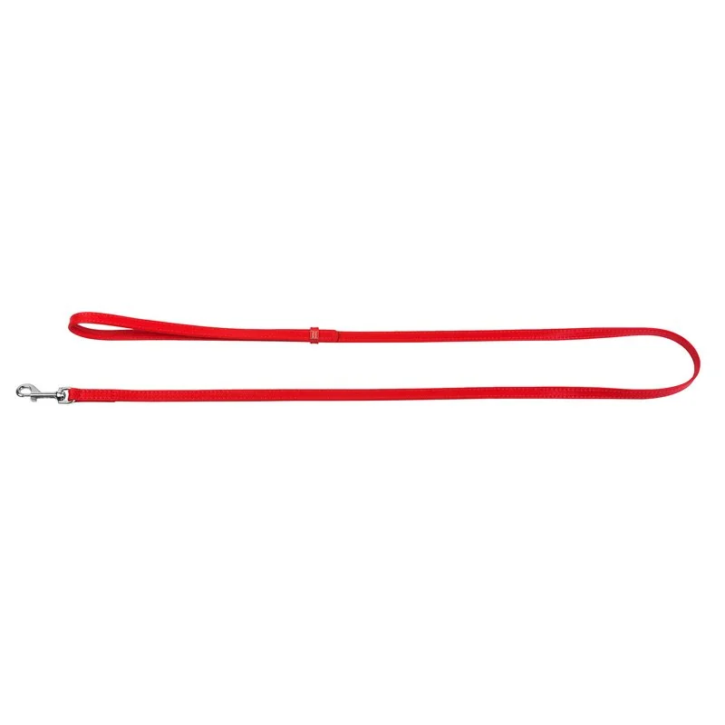 Ploché kožené vodítko červenej farby 122cm, šírka: 18 mm