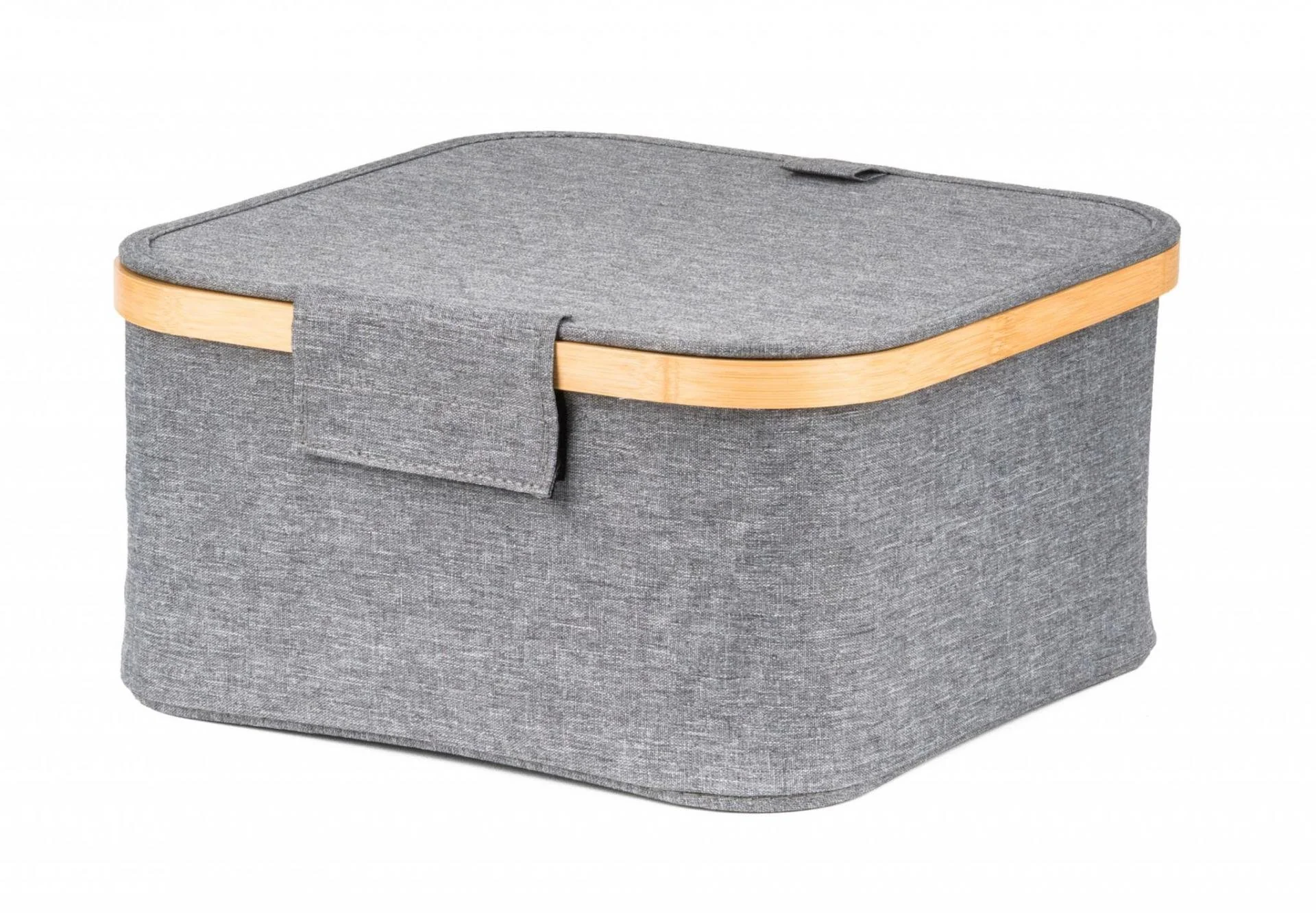 Úložný box G21 30 x 30 x 15 cm, bambusový s vekom, sivý UBG21BAM005G