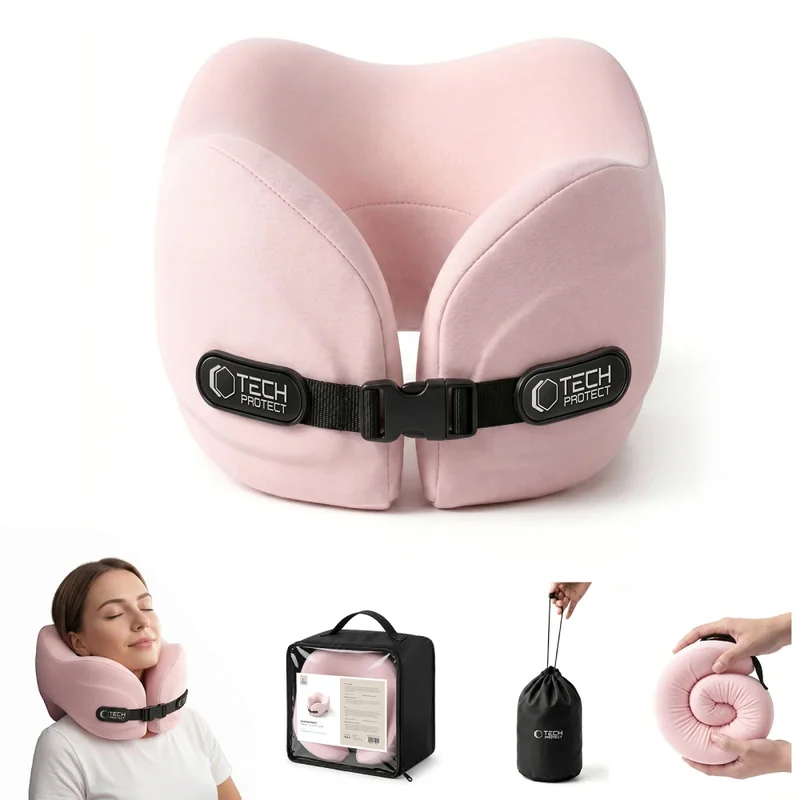 Tech-Protect ComfortRest cestovný vankúš, ružový