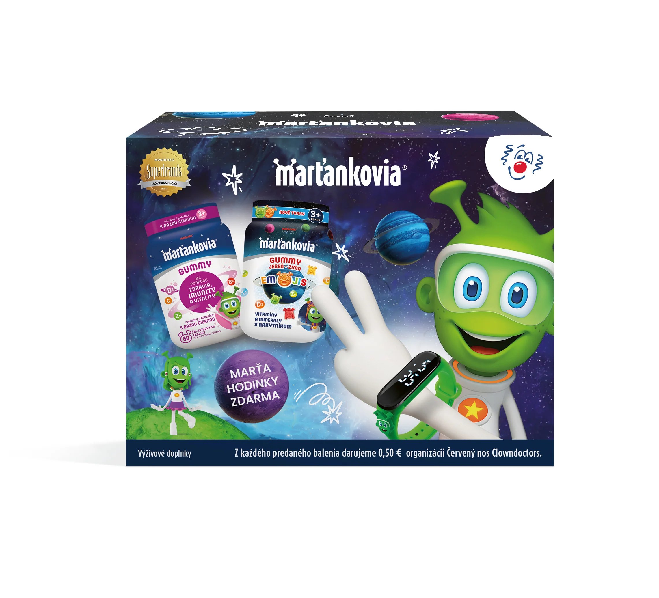 Marťankovia Gummy Marťahodinkami 50 + 50 želatínových tabliet 100 tbl
