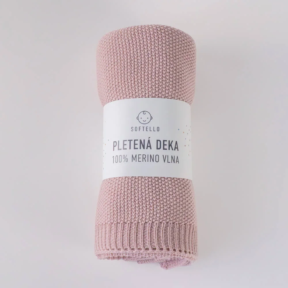 Pletená merino deka SOFTELLO - ABA svetlosivá