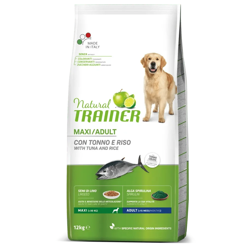 Natural Trainer Maxi Ad Ryba a ryža 1×12 kg, granule pre dospelé psy veľkých plemien