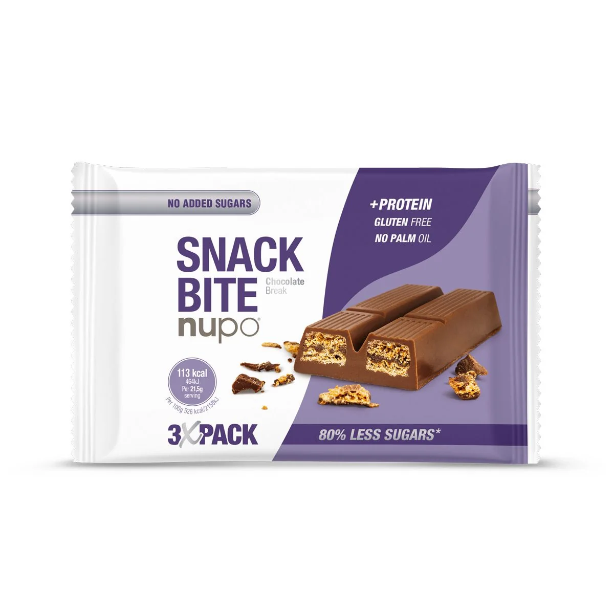 Nupo Snack Bite – Chocolate Break 3 porcie 1×3 ks, čokoládový keks 64,5 g