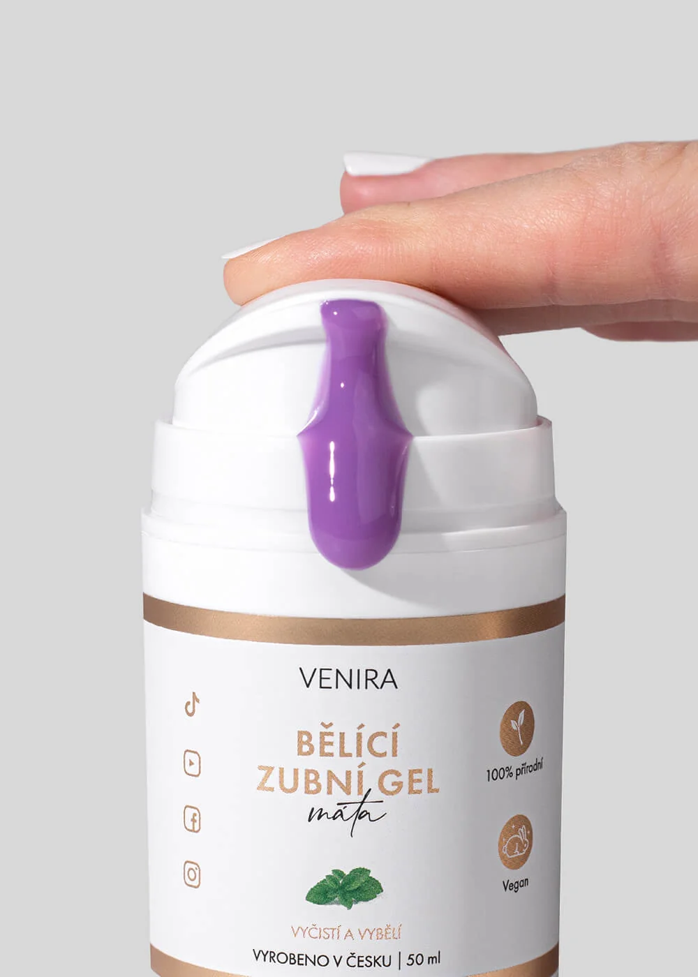 VENIRA Bieliaci zubný gél mäta 1×50 ml, bieliaci zubný gél