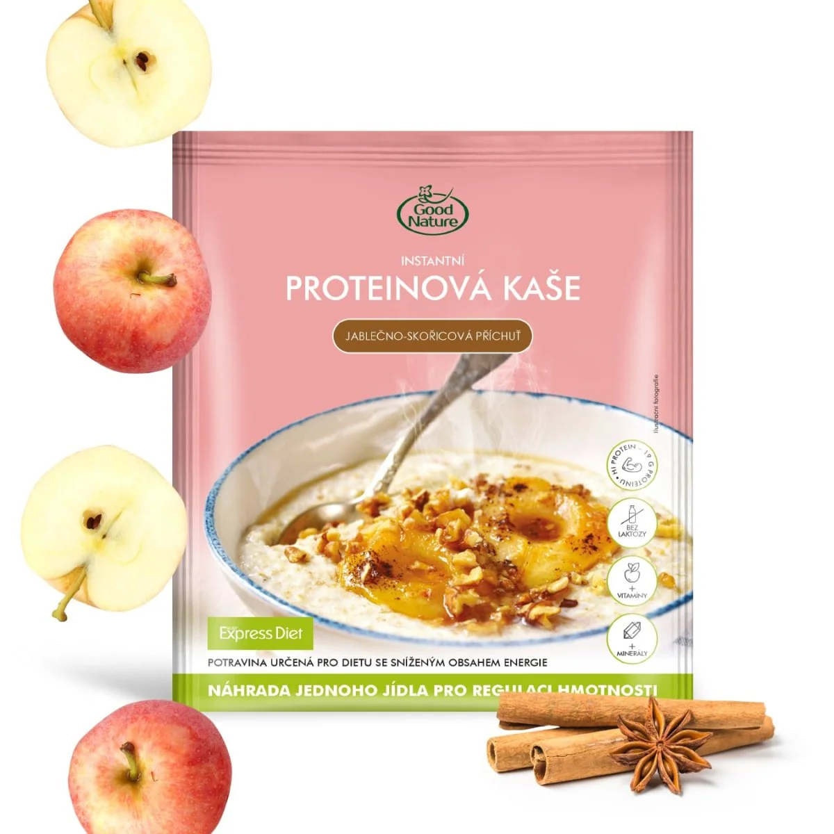 Proteínová kaša s jablkovo-škoricovou príchuťou Express Diet, 60 g