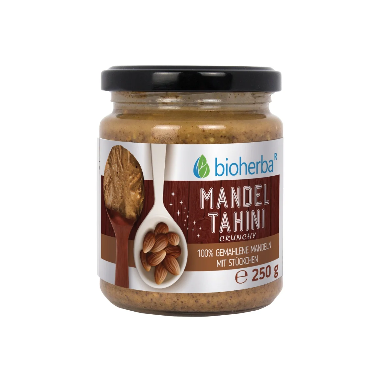 100 % mandľové tahini z mletých mandlí crunchy – 250 g – Bioherba
