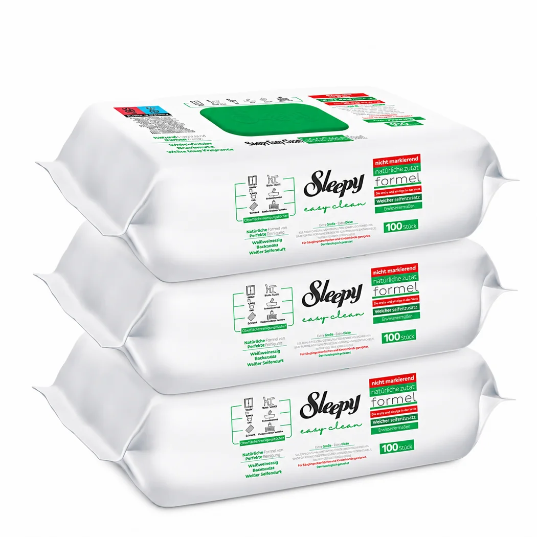 Sleepy Easy Clean vlhčené obrúsky na čistenie povrchov White Soap s vôňou bieleho mydla 300 ks (3x100 ks)