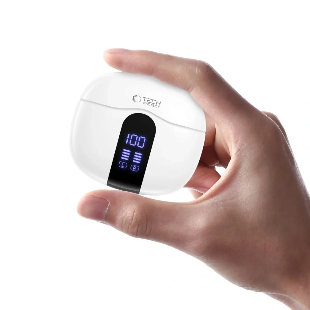 Tech-Protect Ultraboost Core G2 TWS bezdrôtové slúchadlá, biele