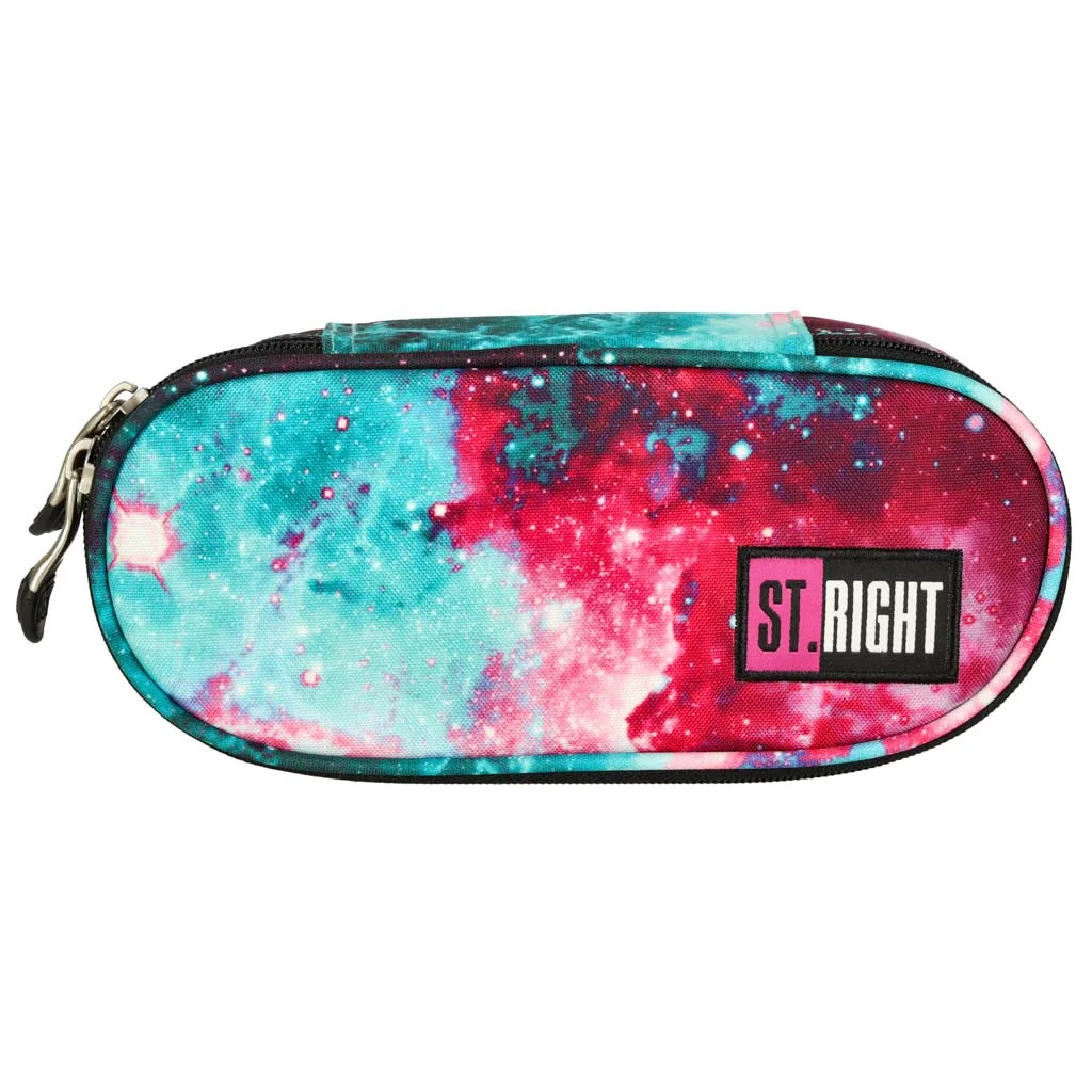 Polstrovaný školský peračník s chlopňou a vreckom na zips, nebula