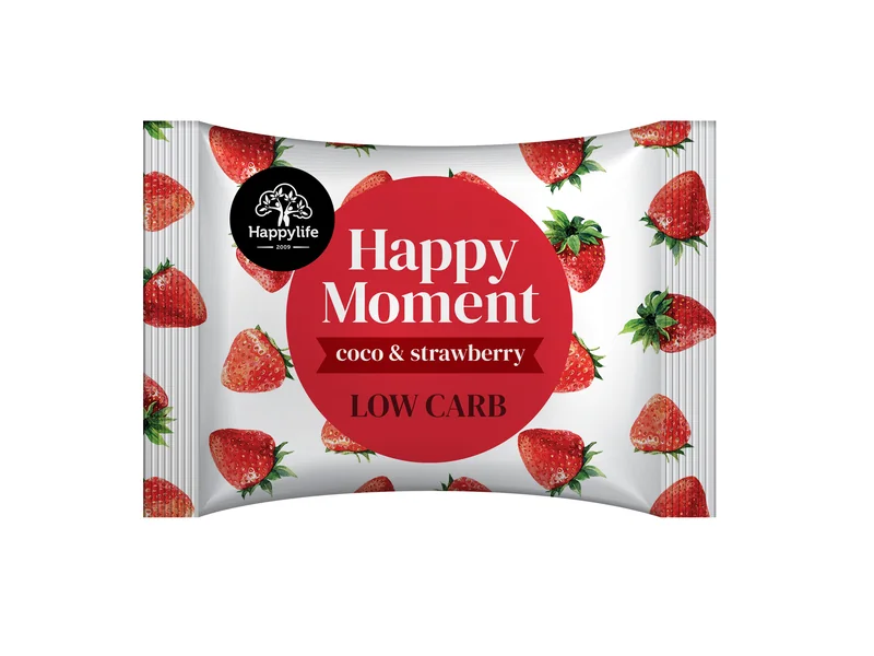 HAPPY MOMENT Low-Carb - kokosové koliesko s jahodami - so zníženým obsahom cukru 38 g