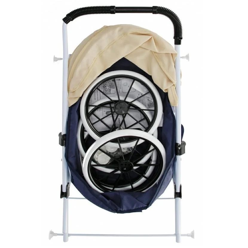 Modrý kočík pre bábiky kovový rám 72cm