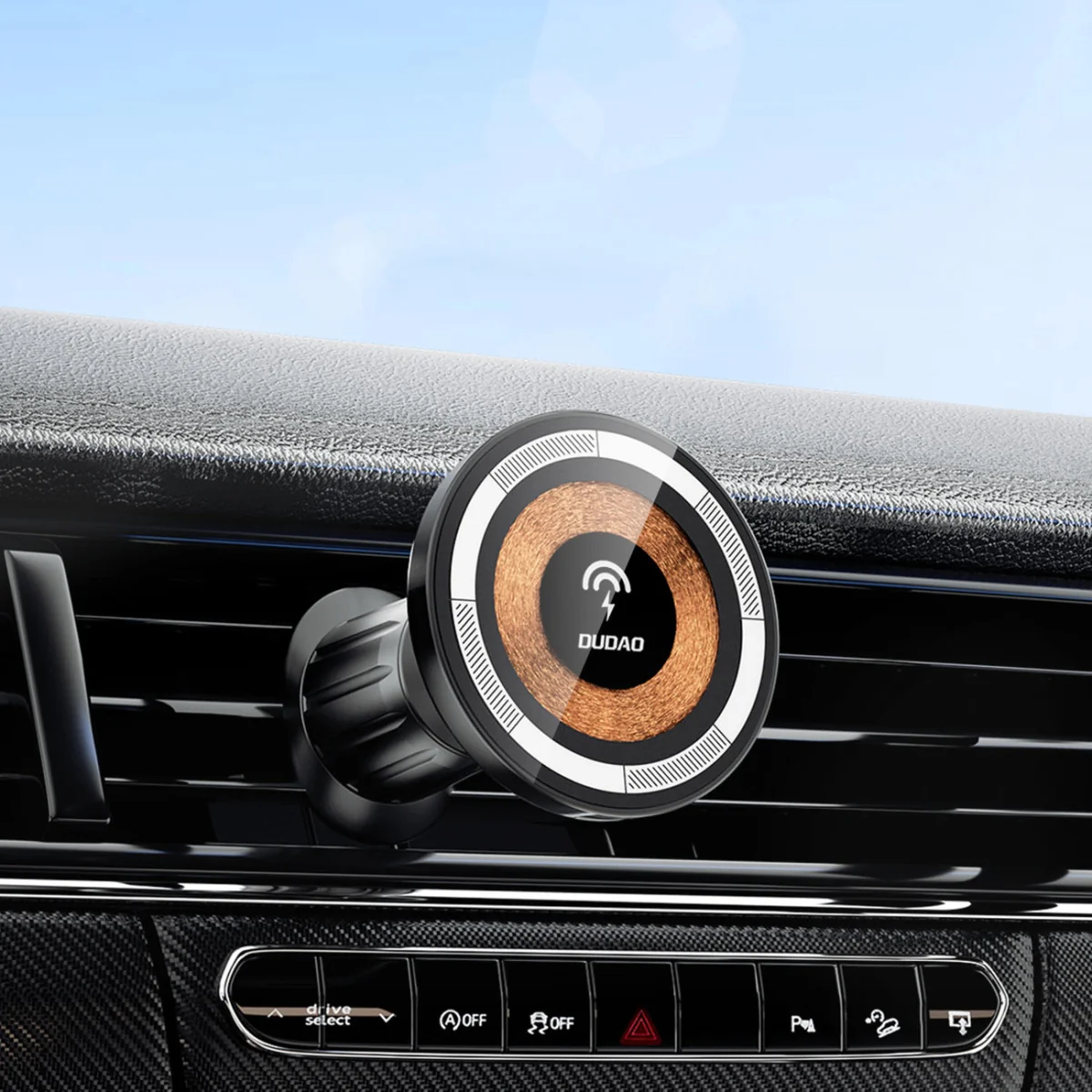 Dudao F12Max MagSafe držiak na mobil do auta 15W, čierny
