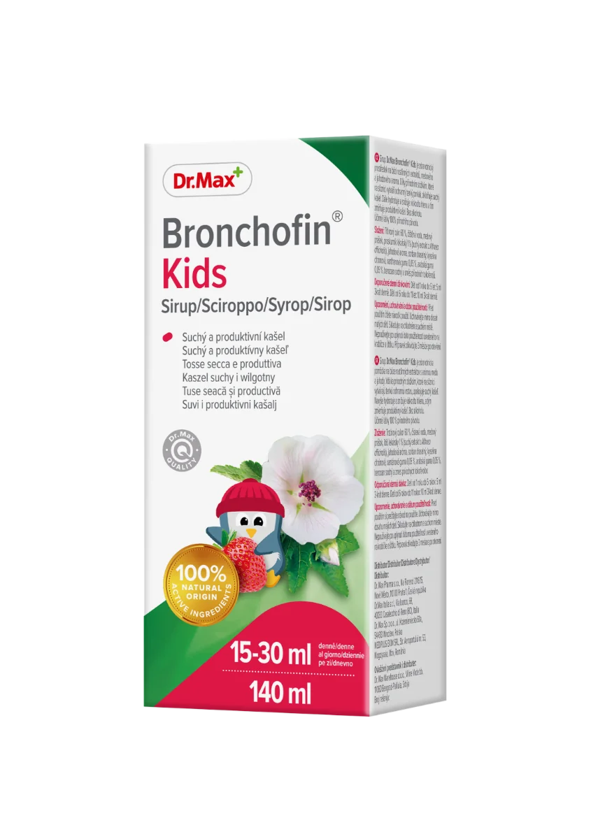 Dr. Max Bronchofin® Kids 1×140 ml, sirup na suchý a produktívny kašeľ pre deti