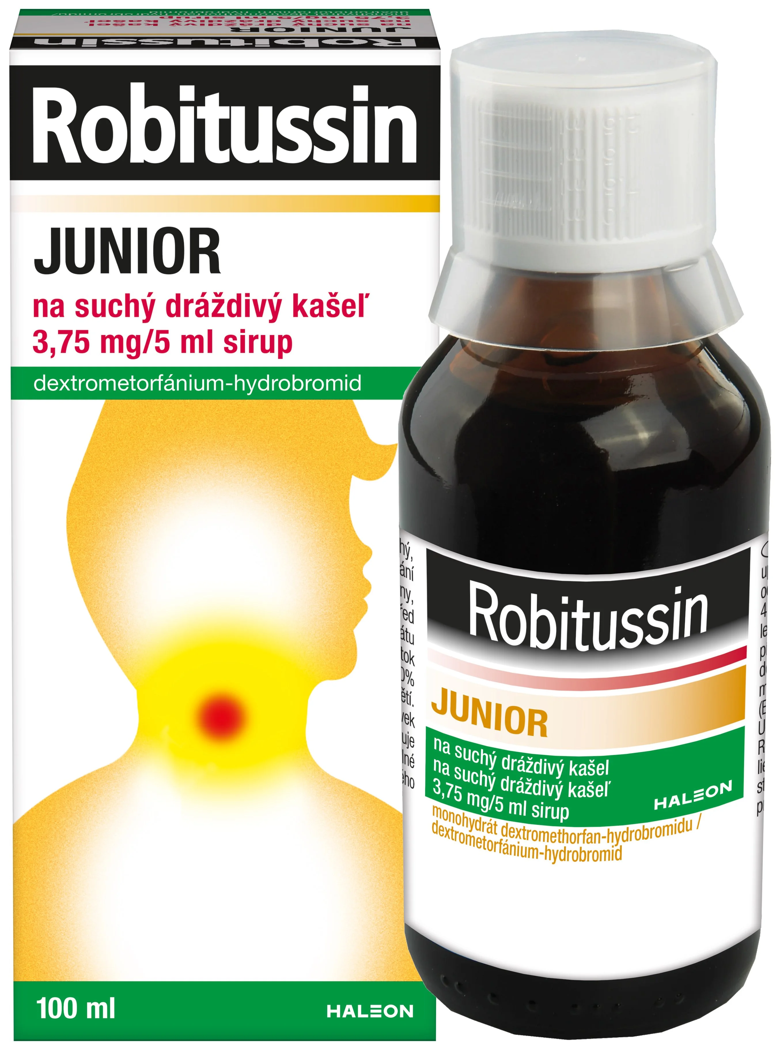 Robitussin Junior sirup 1x100 ml, sirup pre deti na suchý kašeľ
