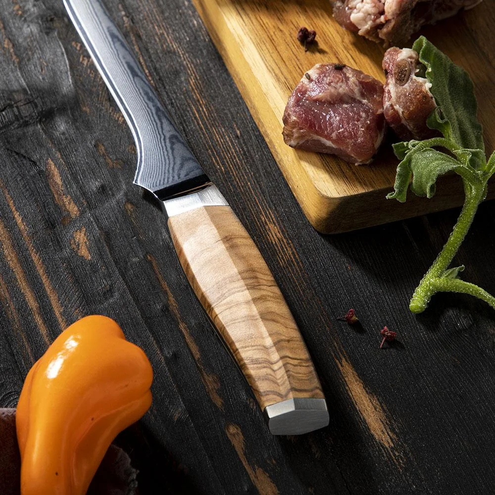 Damaškový kuchynský nôž Zenroku Santoku/Hnedá