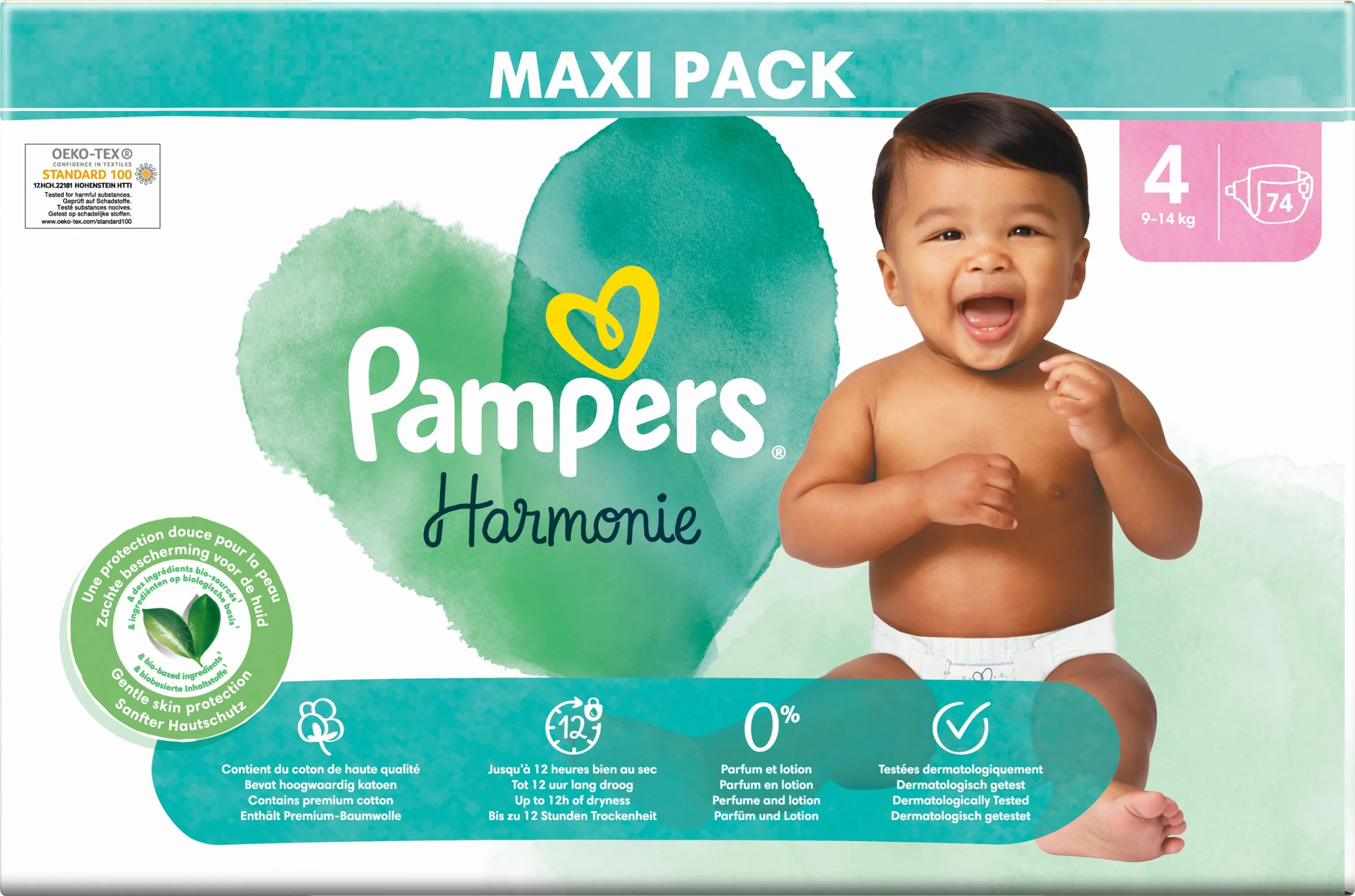 Pampers Harmonie MP S4 74ks (9-14kg) 1×74 ks, plienky
