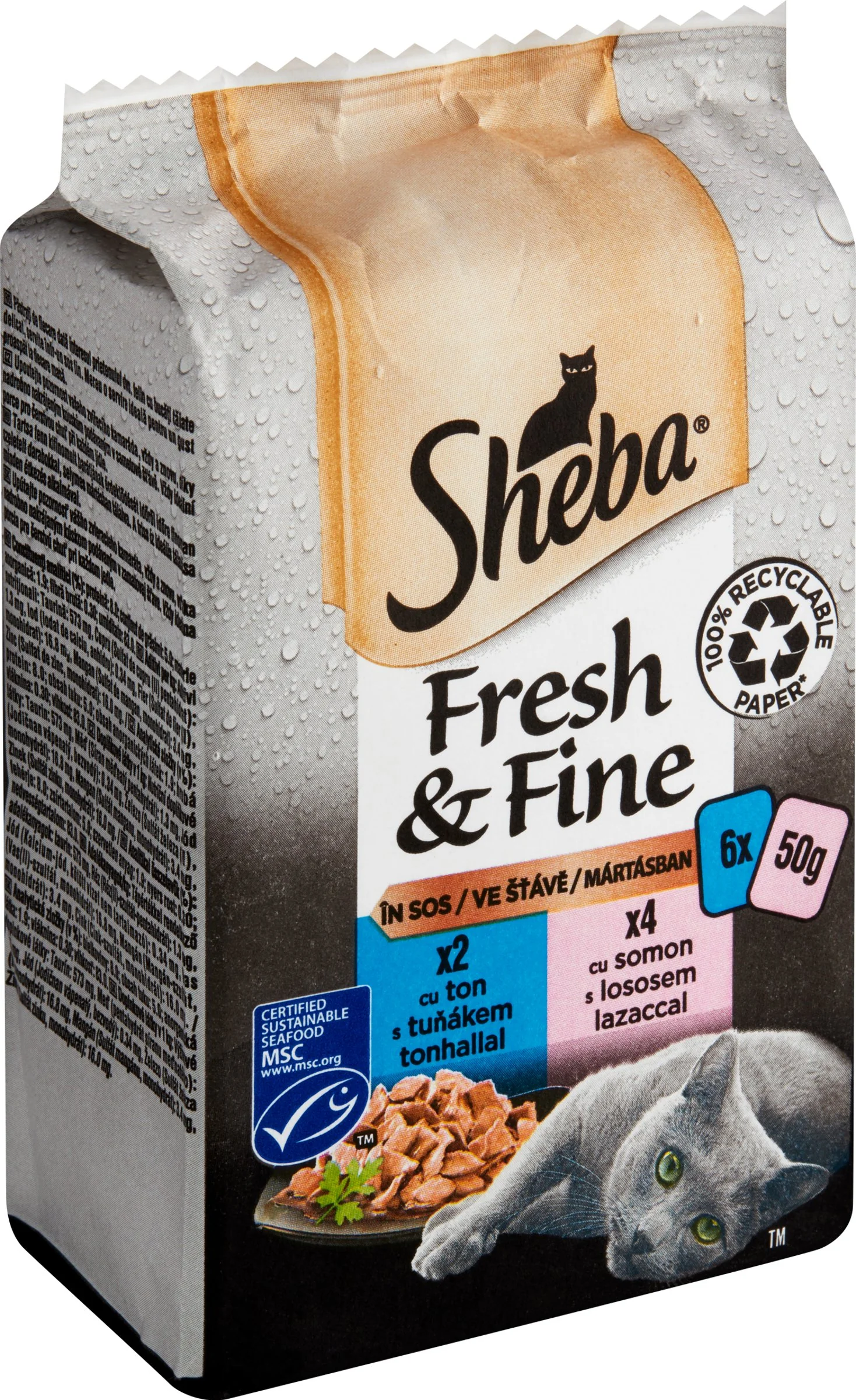 Sheba Kapsička Fresh&Fine Rybací Výber 6ks 300g 1×300 g, kapsička pre mačky