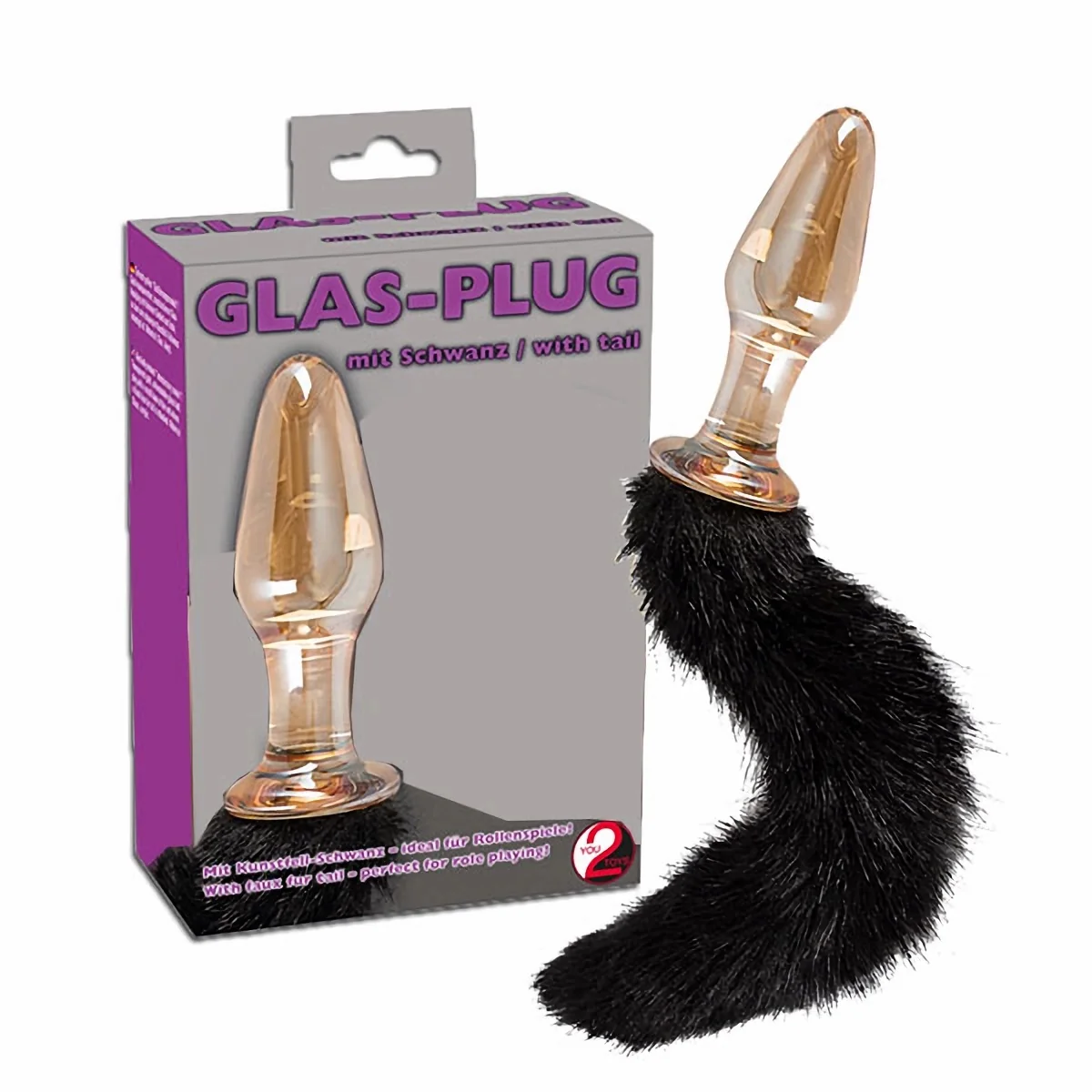 You2Toys Sklenený Análny kolík s chvostom 12 cm