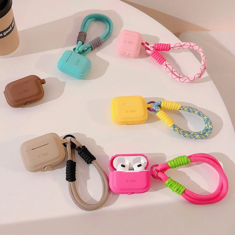 Tech-Protect Silicone Rope puzdro na Apple Airpods Pro 1 / 2, hnedé