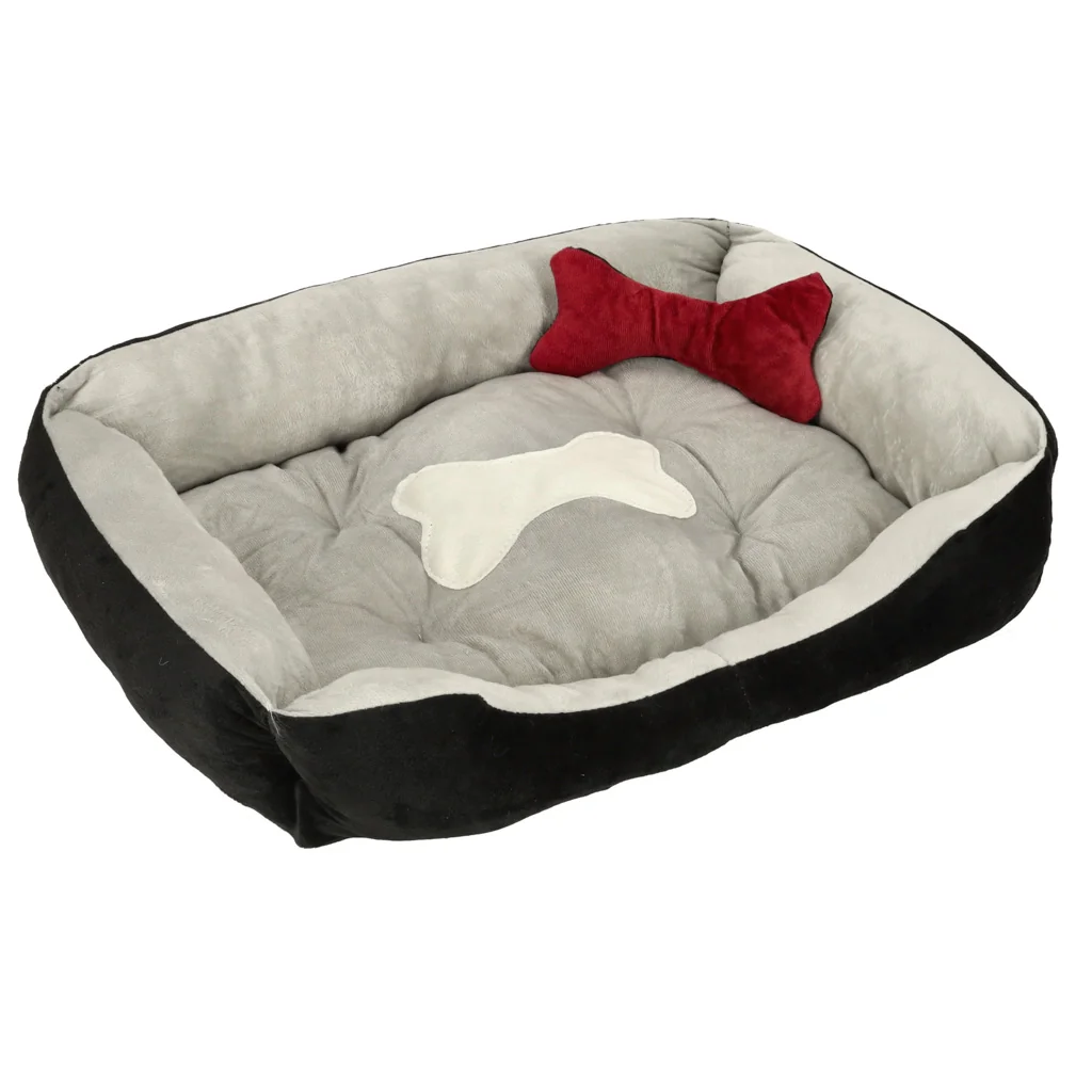 Pelech pre psa s vyvýšeným okrajom – 60 × 45 × 15 cm, čierno-sivý