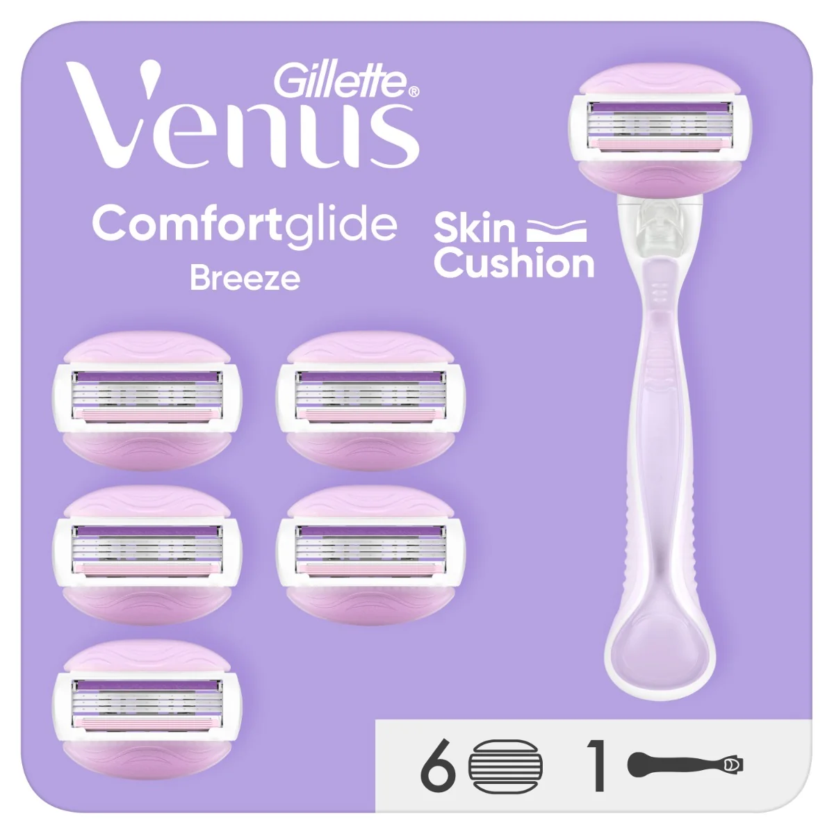 VENUS COMFORTGLIDE BREEZE STROJCEK+6NH 1×1 ks, dámsky holiaci strojček + 6 náhradných hlavíc