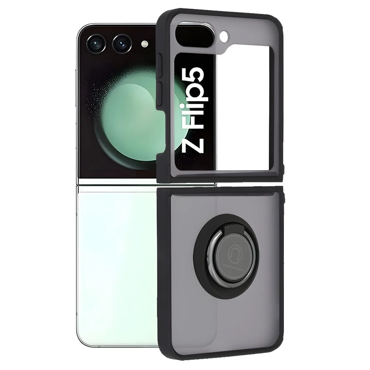 Puzdro Glinth pre Samsung Galaxy Z Flip5 - Čierna Stojan s magnetickou podporou
