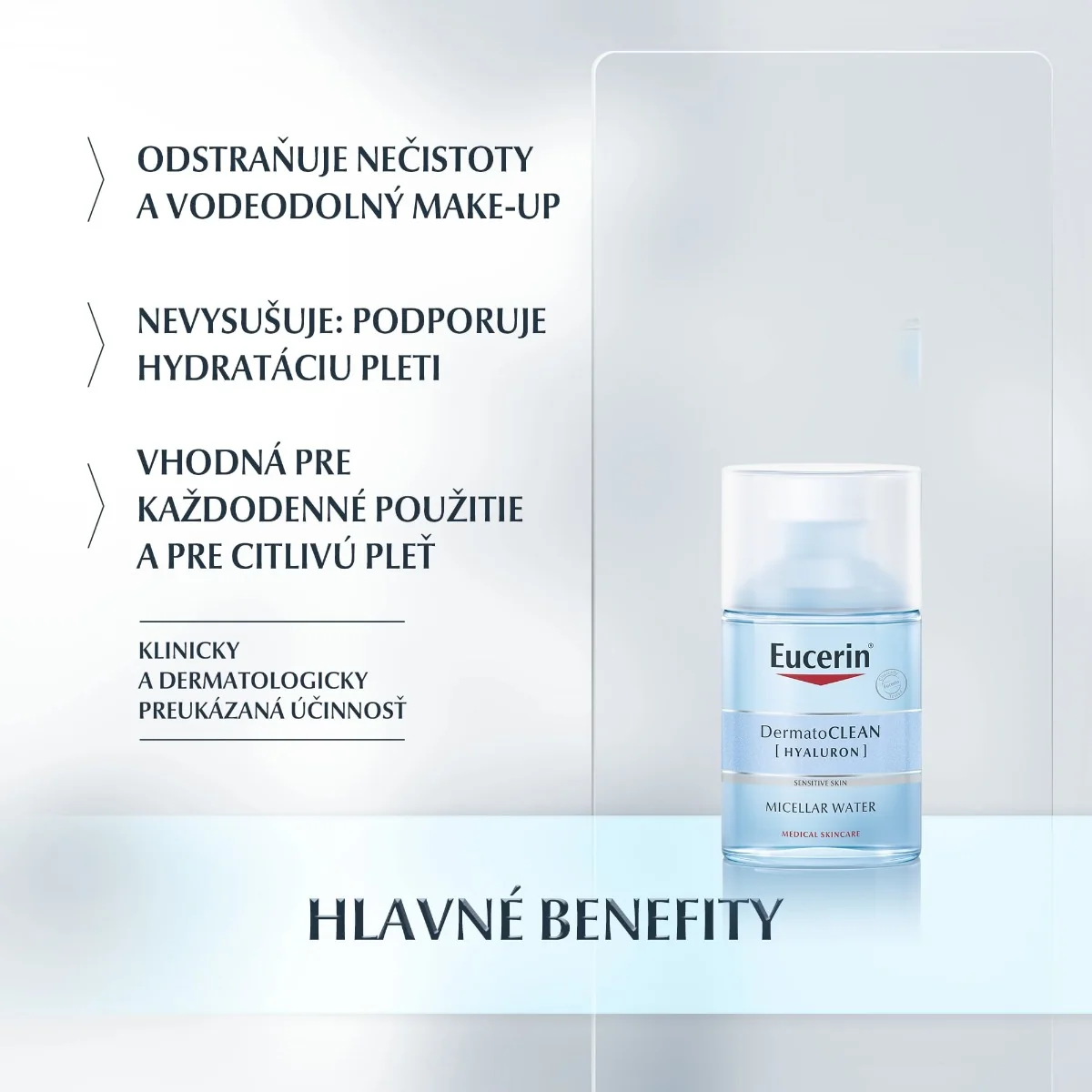 Eucerin DermatoCLEAN HYALURON Micelárna VODA 3v1 1×100 ml, citlivá pleť