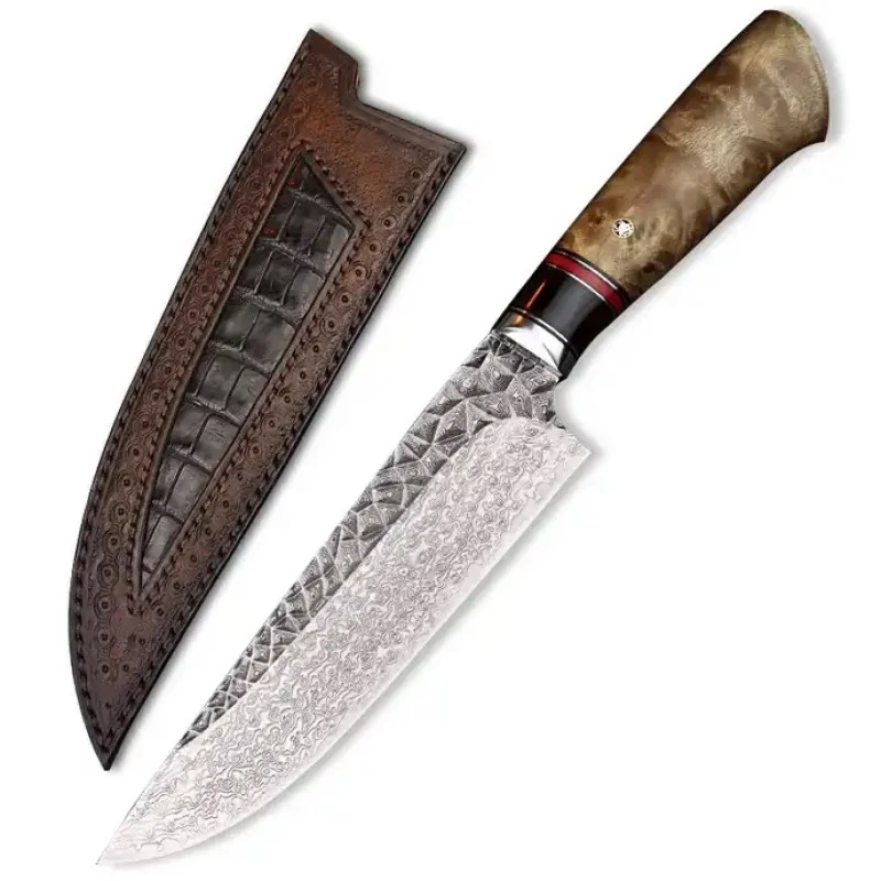 Damaškový kuchynský nôž Hisoka-Hnedá H29030 1ks, dĺžka 32cm