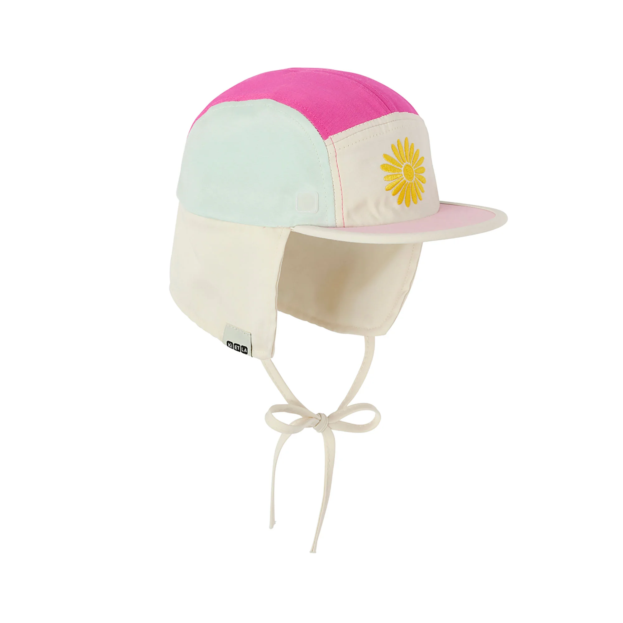 KiETLA FUN FLEUR šiltovka s UV ochranou a ochranou krku - Flower Fuchsia 46 - 49 cm