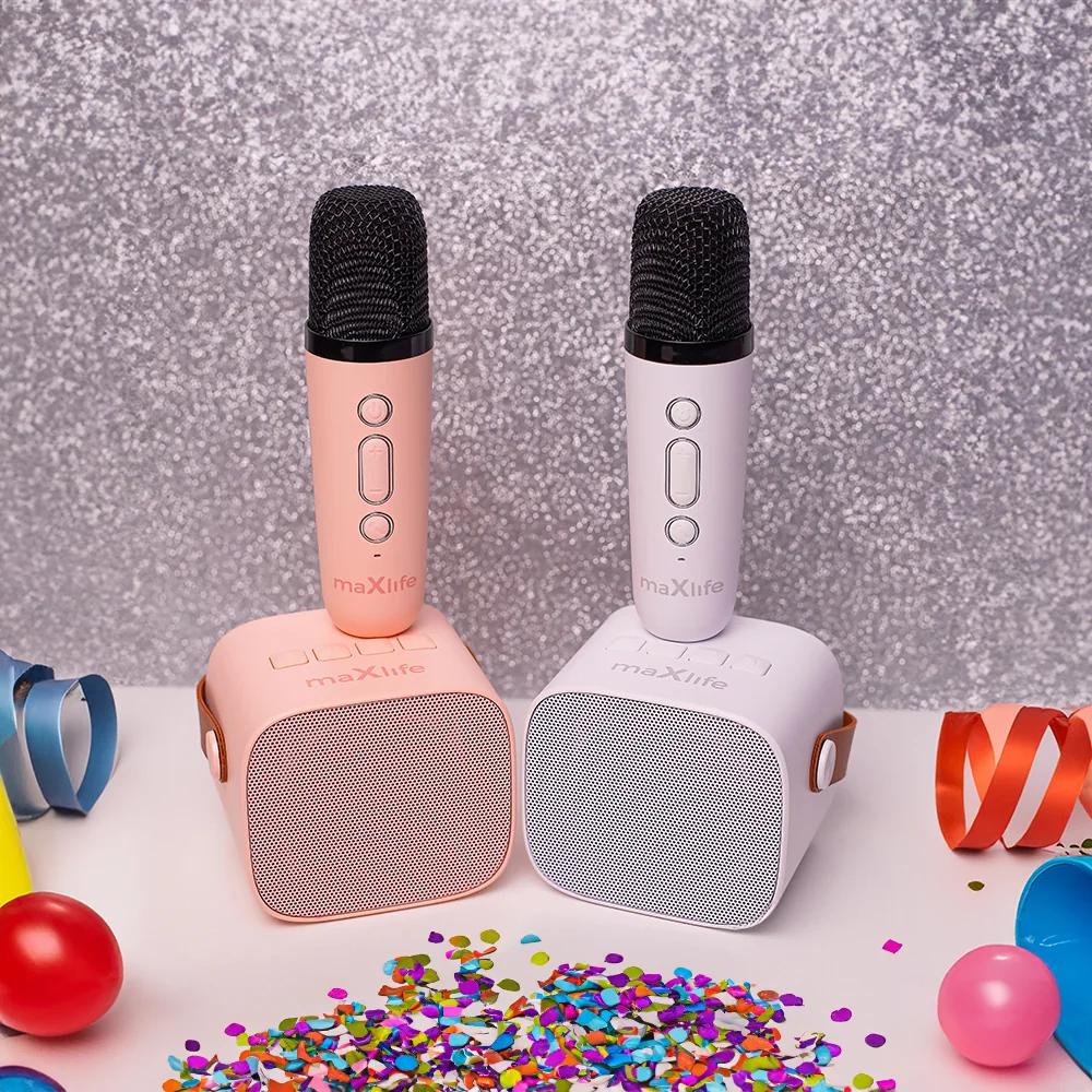 Reproduktor prenosný BLUETOOTH MAXLIFE MXKS-100 PINK +1 mikrofón karaoke 6W
