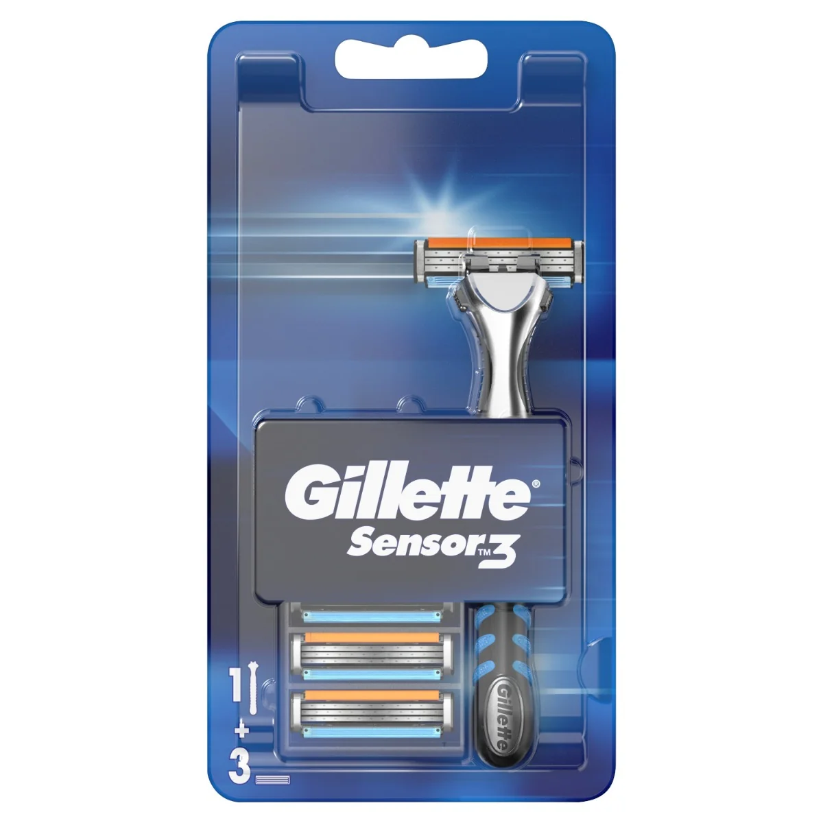 Gillette Sensor3 Holiaci Strojček Pre Mužov s 3 Holiacimi Hlavicami 1×1 ks, holiaci strojček s hlavicami