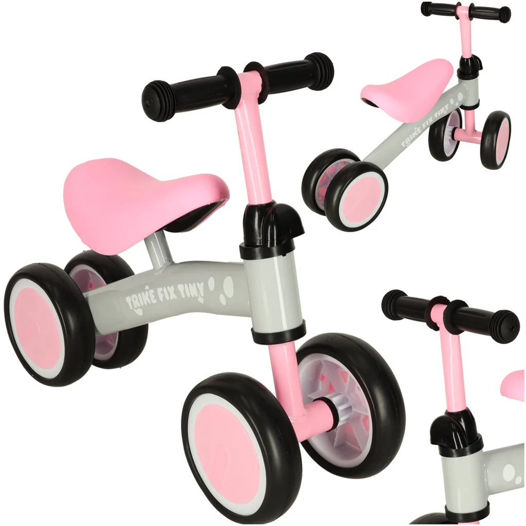 Odrážadlo Trike Fix Tiny 3v1 – ružovo-sivé, 4 kolesá (2+)