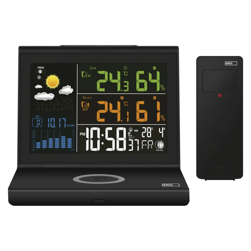 Meteostanica s bezdrôtovým nabíjaním E8010 1×1 ks, meteostanica