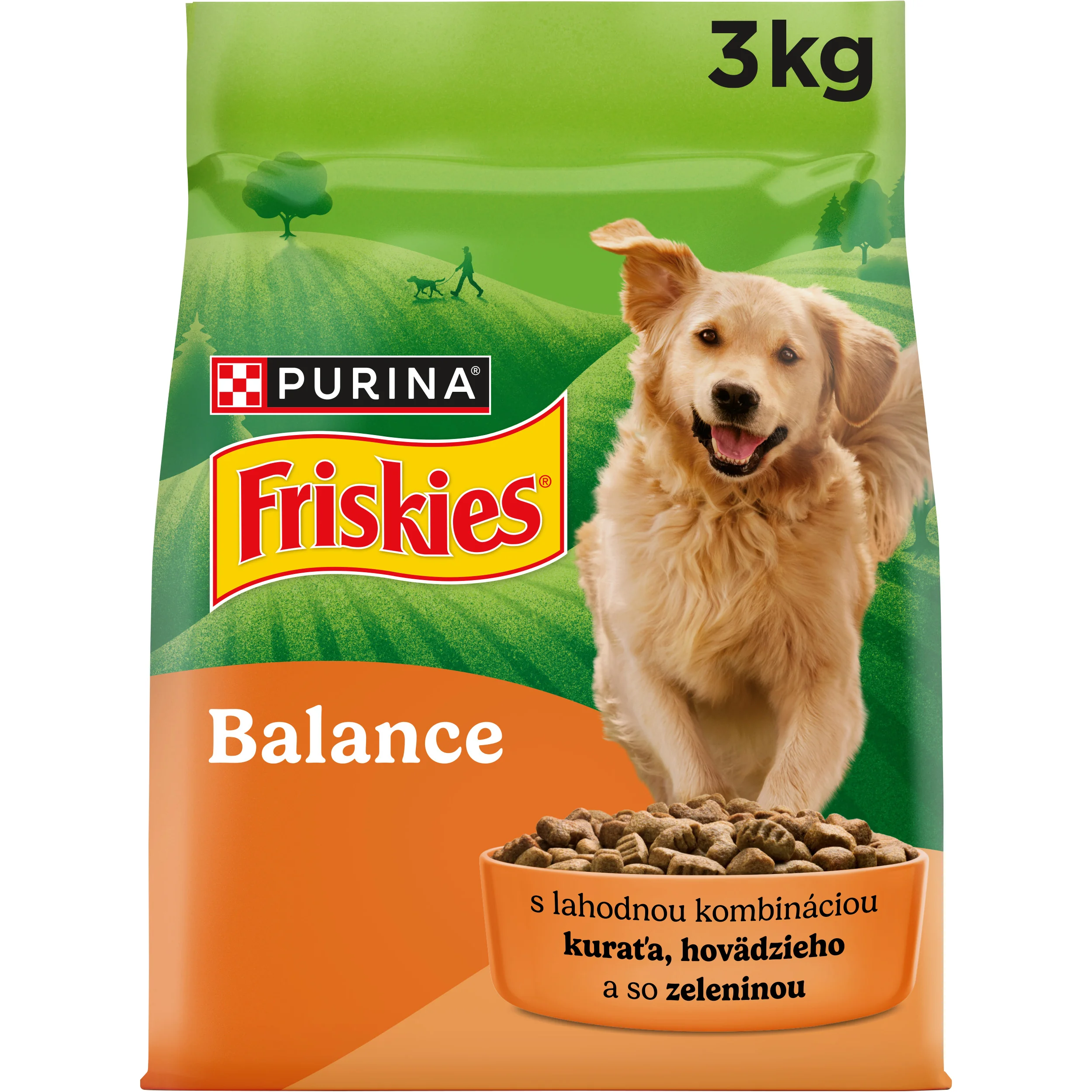 Friskies Balance granule pre psov kura, hovädzie, zelenina 3 kg 1×3 kg, kompletné krmivo pre dospelých psov