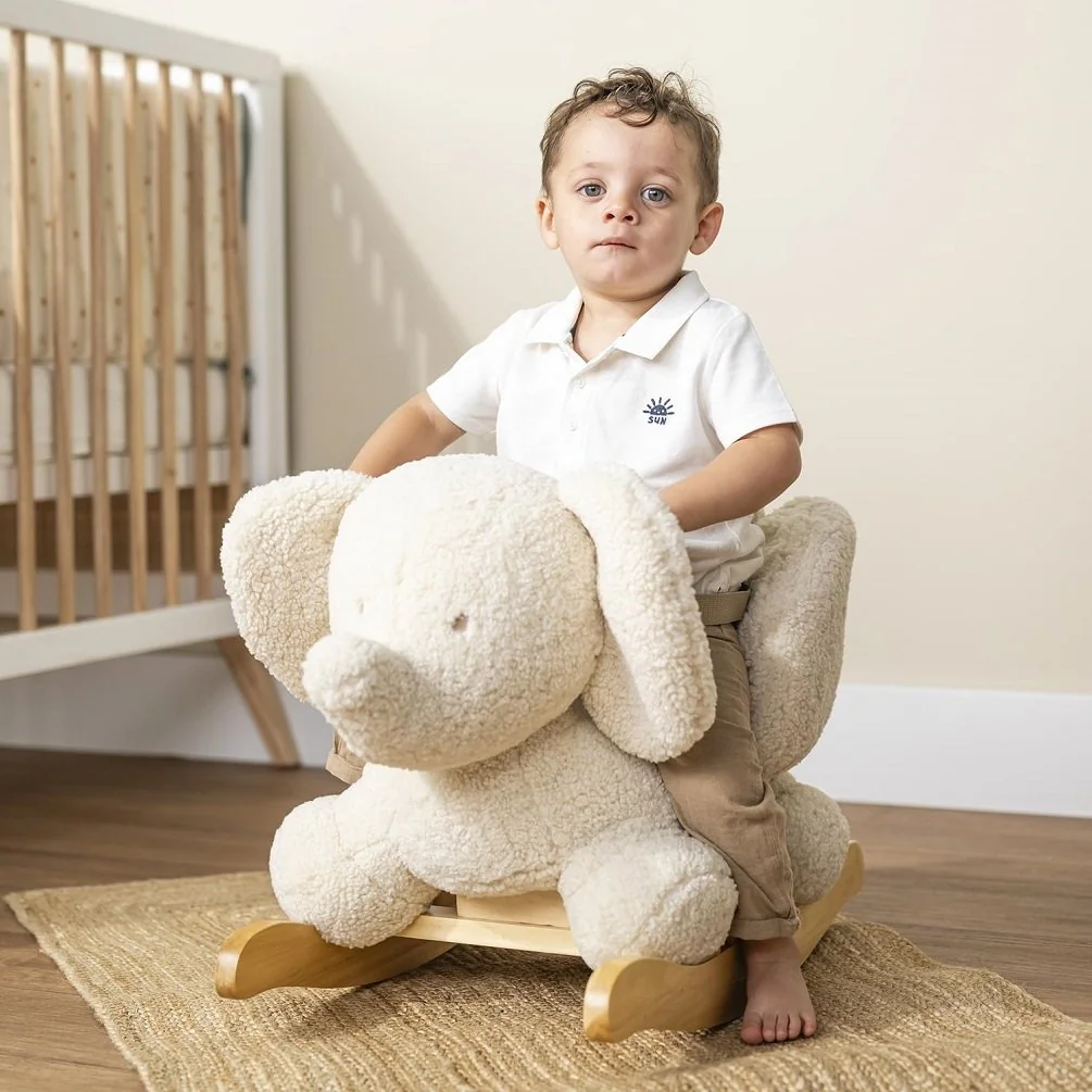 Hojdačka Teddy plyš sloník ecru 10m+