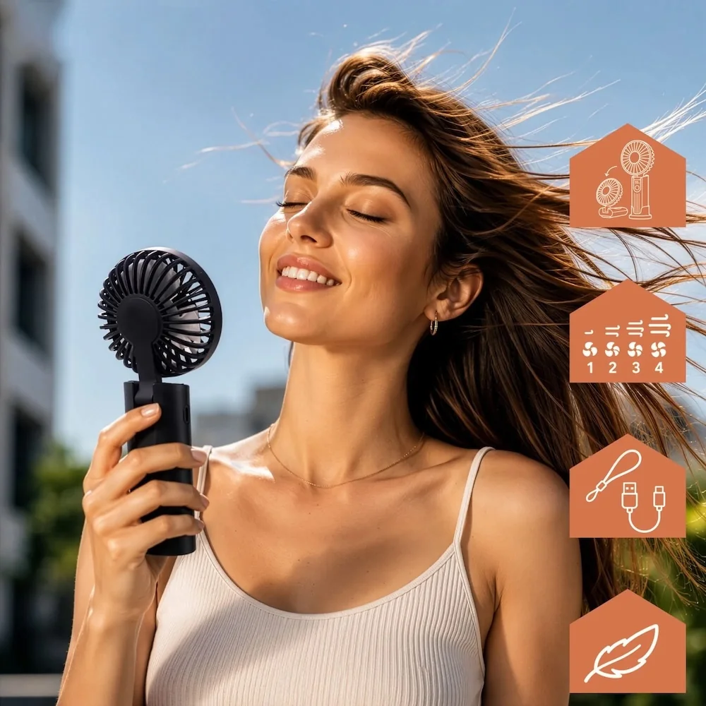MG Mini Fan ručný / stolný ventilátor, čierny