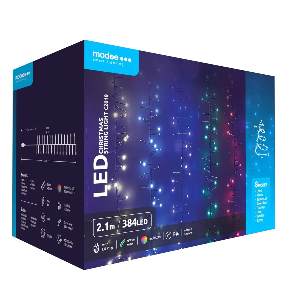 Modee Lighting LED vianočná reťaz 384 LED 2,1m multicolor