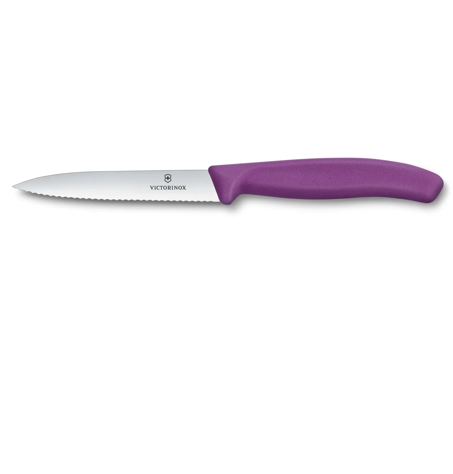 Swiss Classic, nôž na krájanie, 8 cm, vlnitý, špicatý hrot, fialový