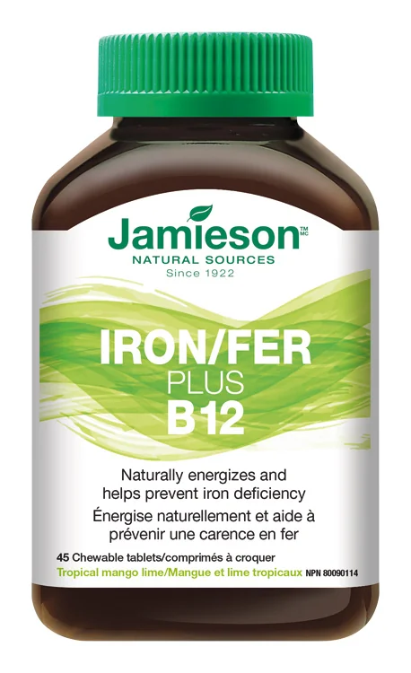 Jamieson Iron + Vitamin B12 Chewable 45 tbl