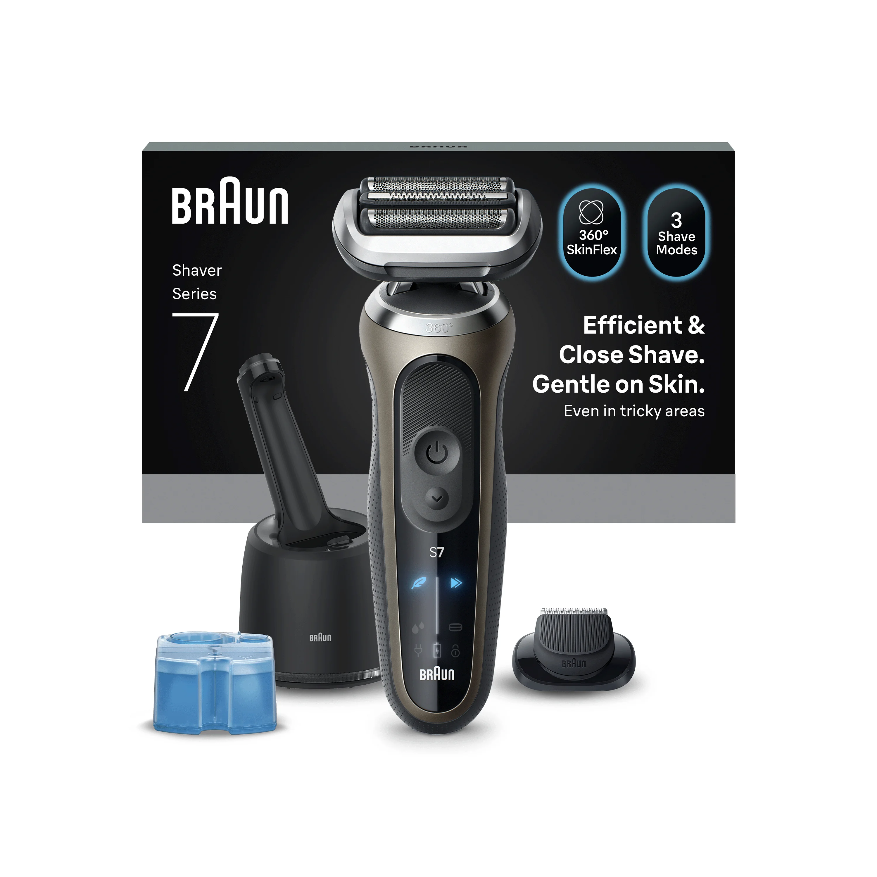 Braun Series 7 72-C7200CC elektrický holiaci strojček + stanica SmartCare, + 1 nástavec, zlatý 1 set