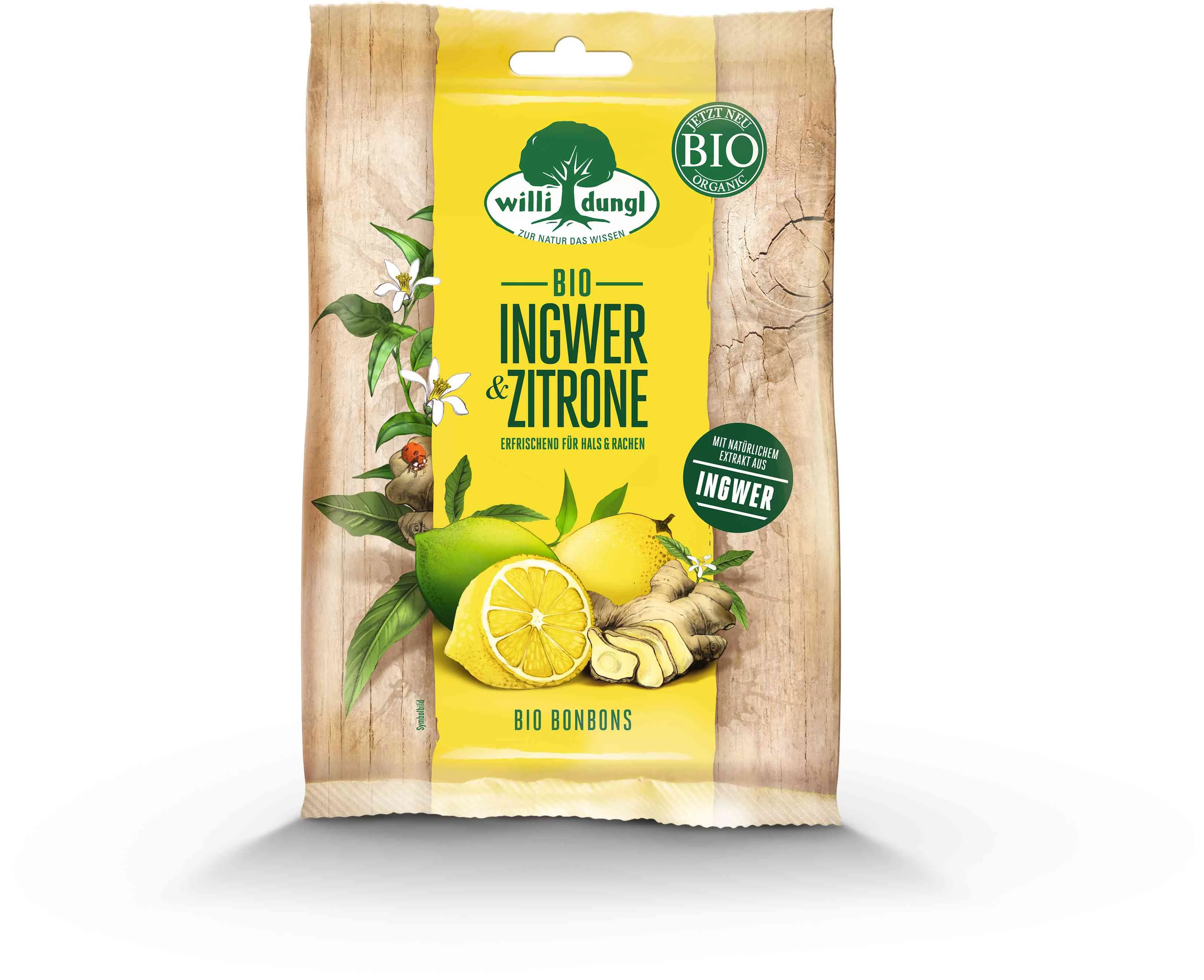 WILLI DUNGL cukrIky ZAzvor & CitrOn BIO 1×65 g, cukríky s príchuťou citrónu a zázvoru