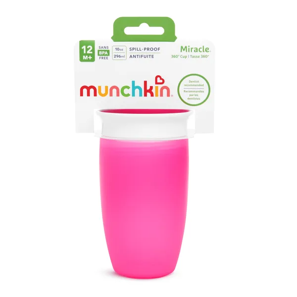 Munchkin Miracle 360° netečúci hrnček 296 ml, 12m+, ružový 1×1 ks, netečúci hrnček