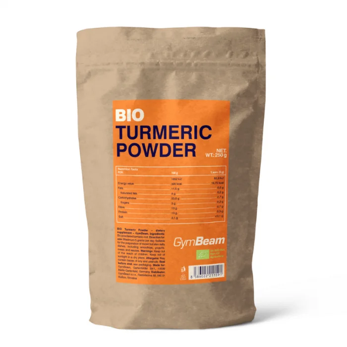 Gymbeam bio kurkuma prášok 250 g 1×250 g, bio kurkuma prášok