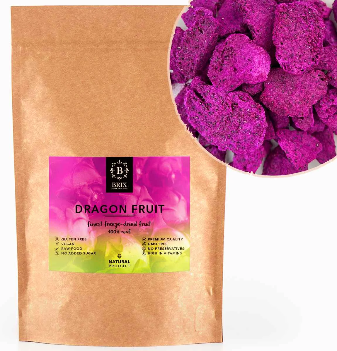 Brix Mrazom sušená pitahaya 95g 1×95 g, mrazom sušené ovocie
