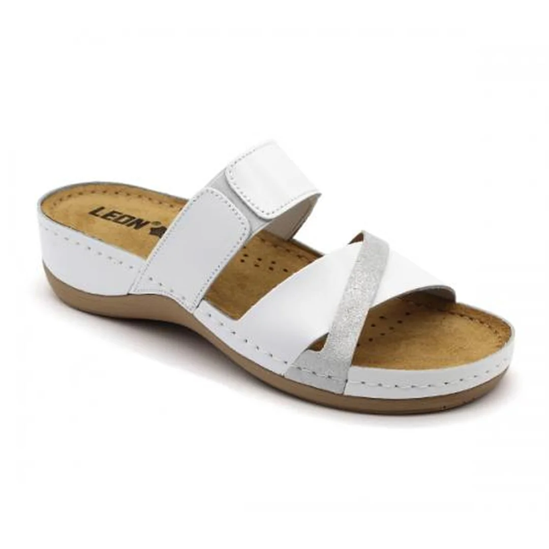 Leon 909 Dámska zdravotná celokožená obuv s prackou 39 - 25cm, biela, 4,5 cm