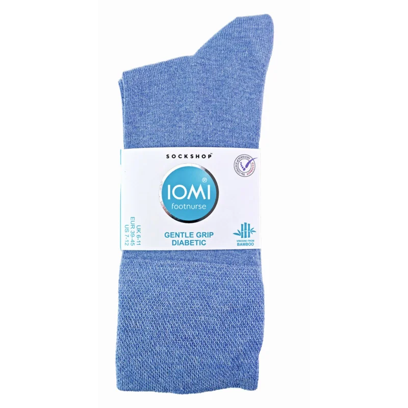 6 párov pánske IOMI Diabetik Bambusové tenké ponožky Modré voľný lem