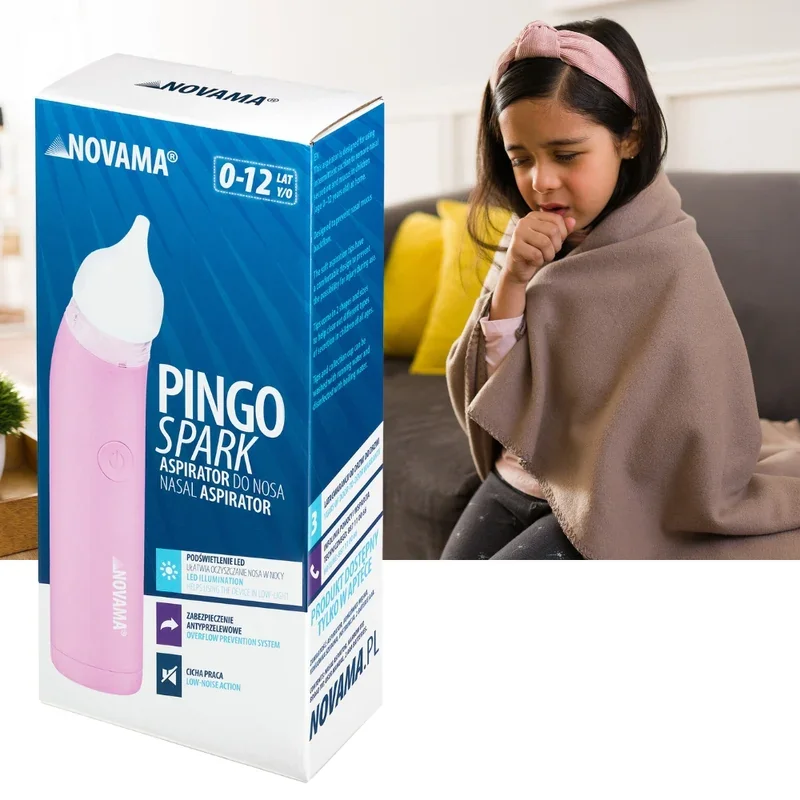 NOVAMA Pingo Spark nosová odsávačka s LED, pastelová ružová