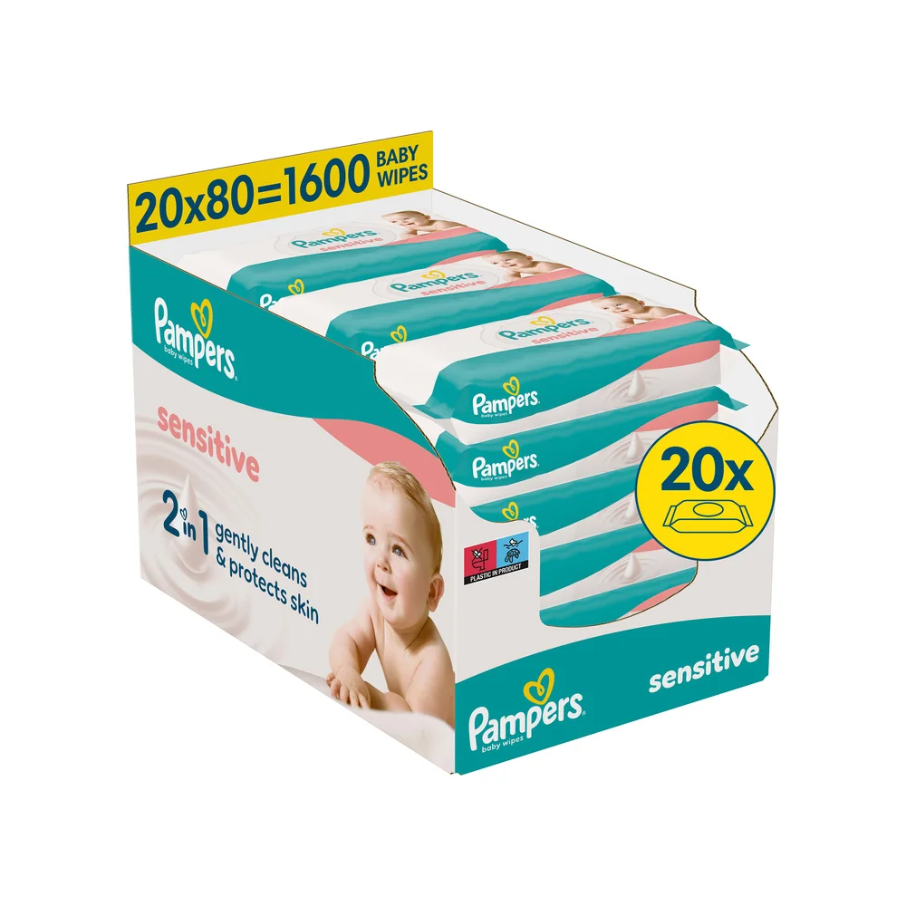 Pampers Sensitive Baby Detské Čistiace Obrúsky 20×80 ks
