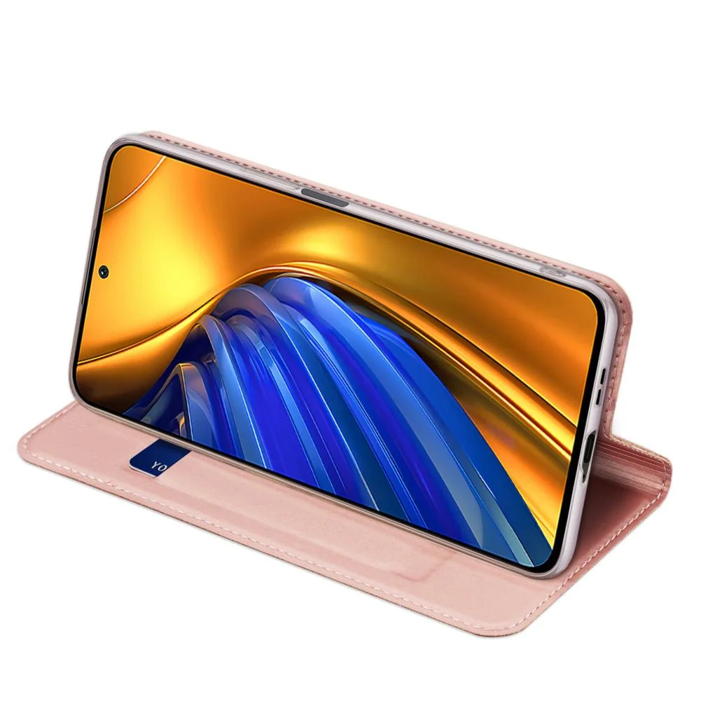 Dux Ducis Skin Pro knižkové kožené puzdro na Xiaomi Poco F4 5G ružové