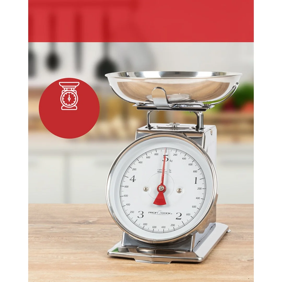 ProfiCook KW 1247 Retro mechanická kuchynská váha, nerezová oceľ, 5 kg